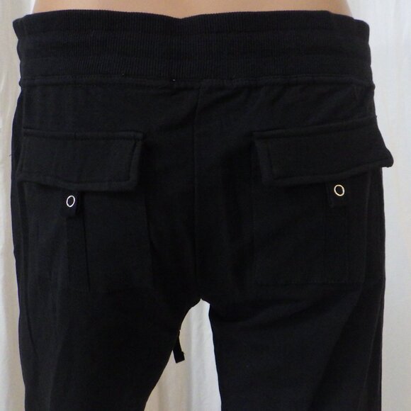 NWT BCBG sz SM MED LG XL 95% cotton BLK SILVER TWIN ROSE BUTTERFLY 2PC TRACKSUIT - Picture 11 of 16